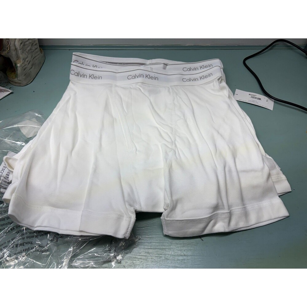 Calvin Klein Men's Large 100% Cotton Classic fit 7-Pack Boxer Briefs, White New